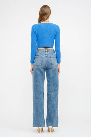 Chrissy Tie-Front Knit Blouse