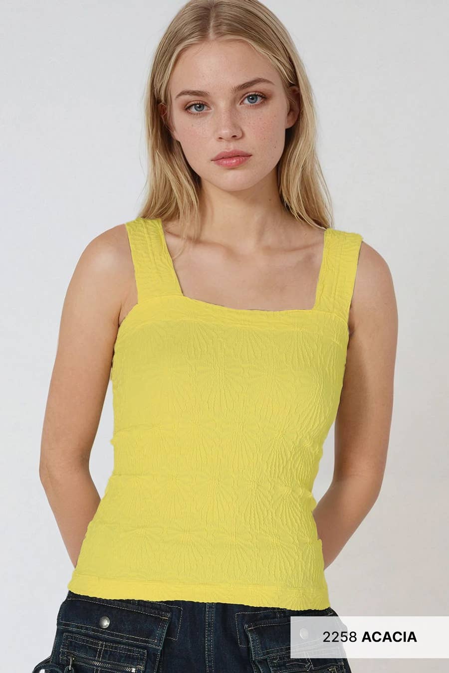 NIKIBIKI Lace Textured Square Tank Top