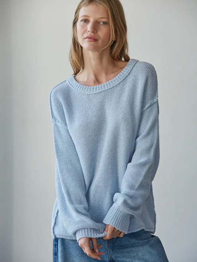Knit Crew Neck Baby Blue Sweater