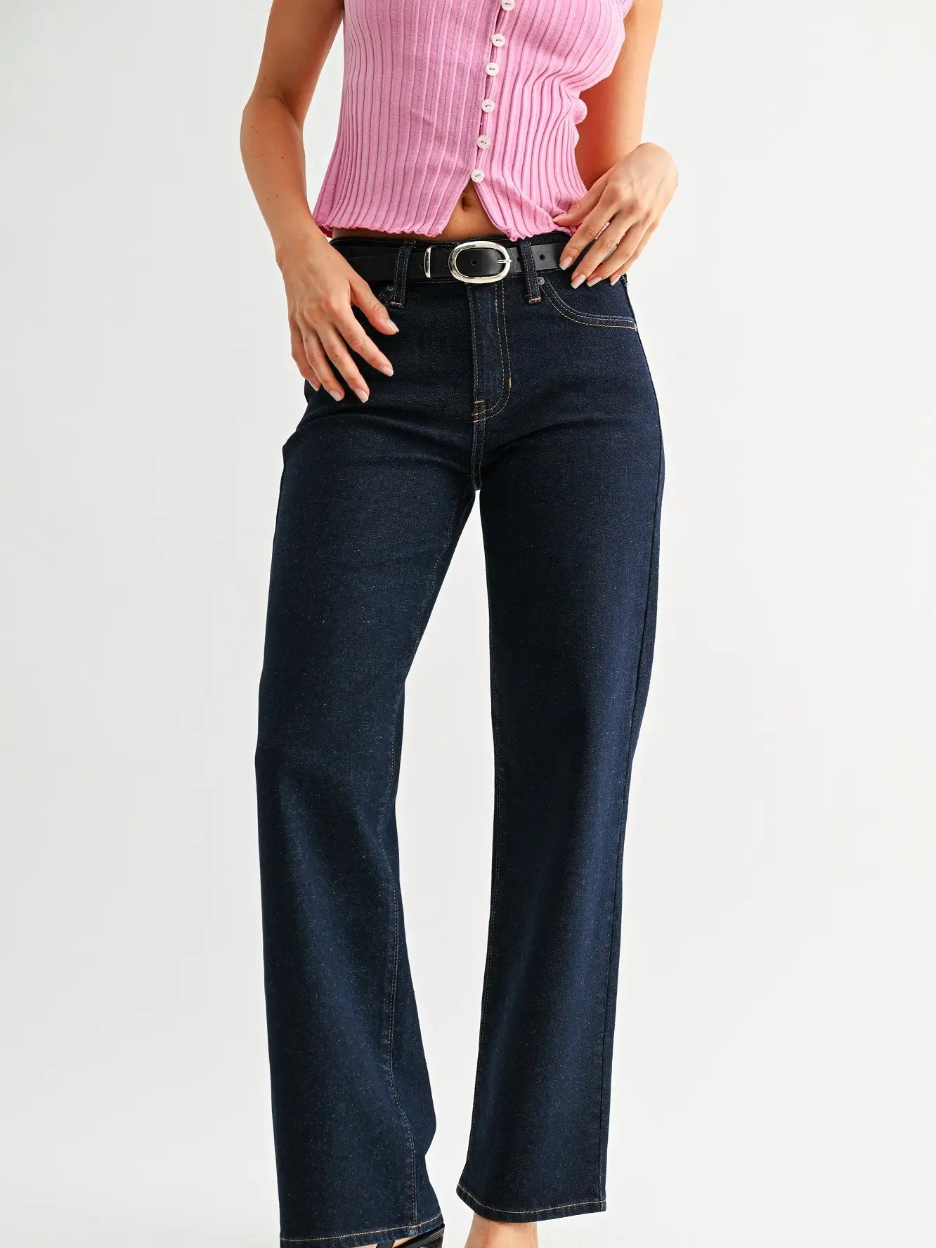 Loose Low Rise Stretch Straight in Dark Denim