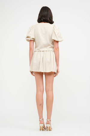 Aria Natural Tie-Front Linen Blouse