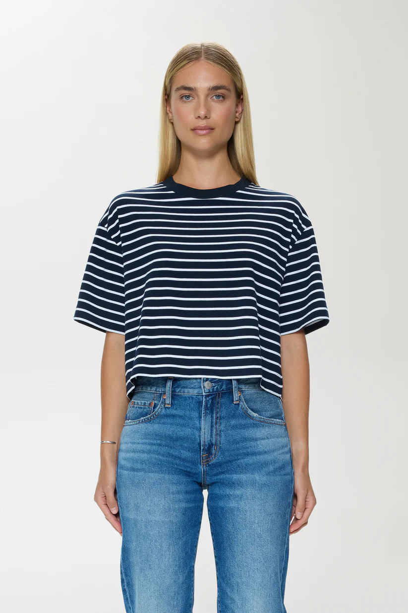Pistola Mae Striped Top in Navy