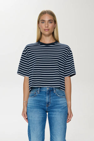Pistola Mae Striped Top in Navy