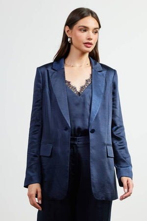 One Button Dull Satin Blazer