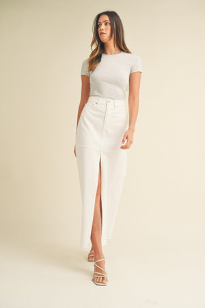 JBD White Open Slit Maxi Skirt