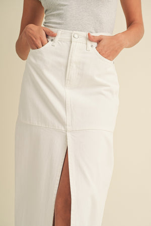 JBD White Open Slit Maxi Skirt