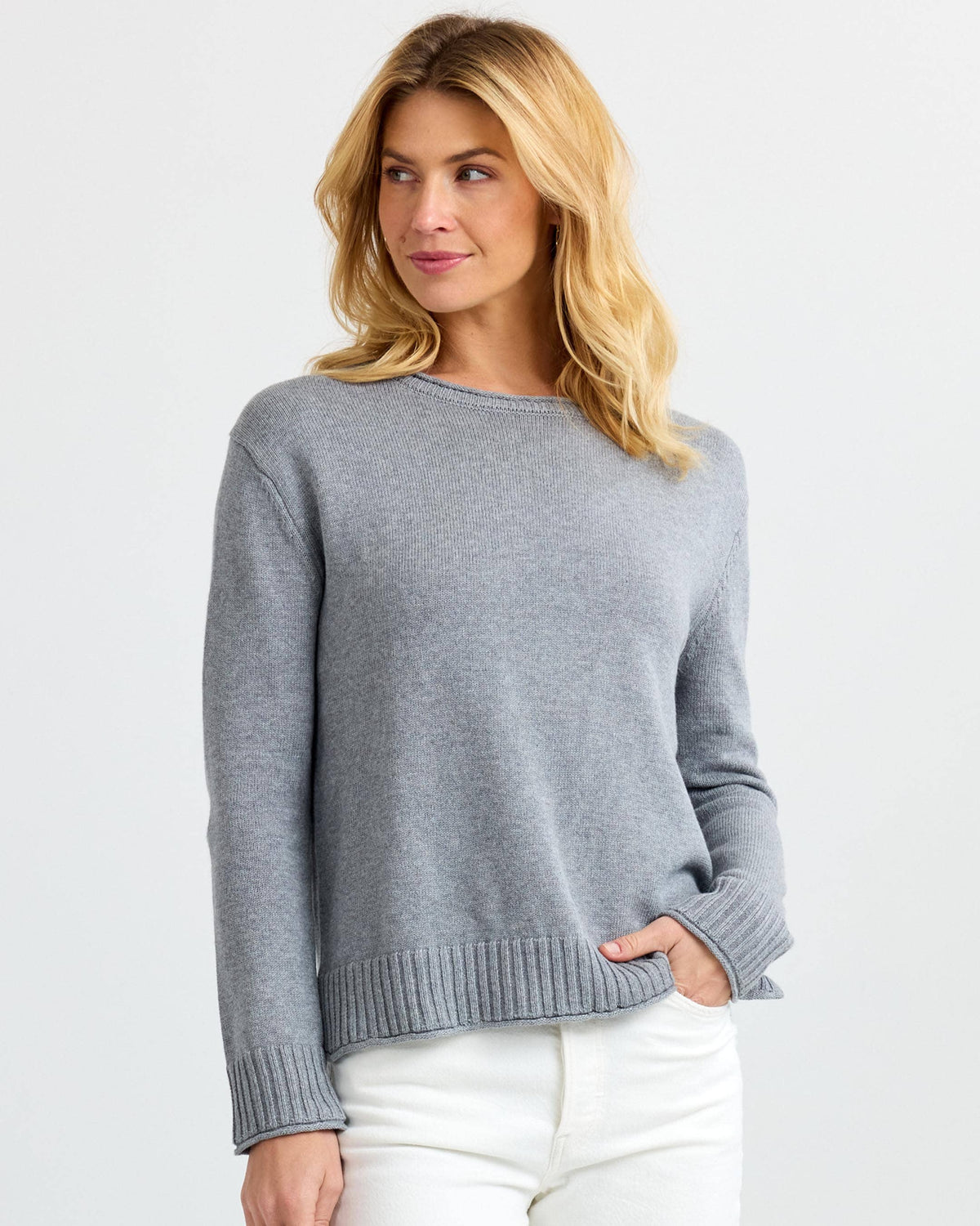 Everyday Cotton Crew in Stone