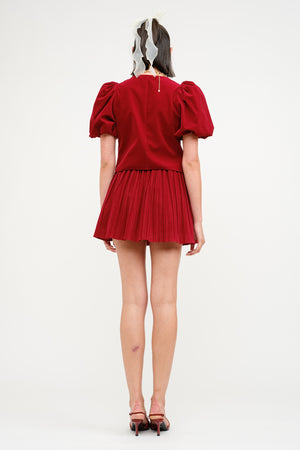 Francine Red Velvet Blouse