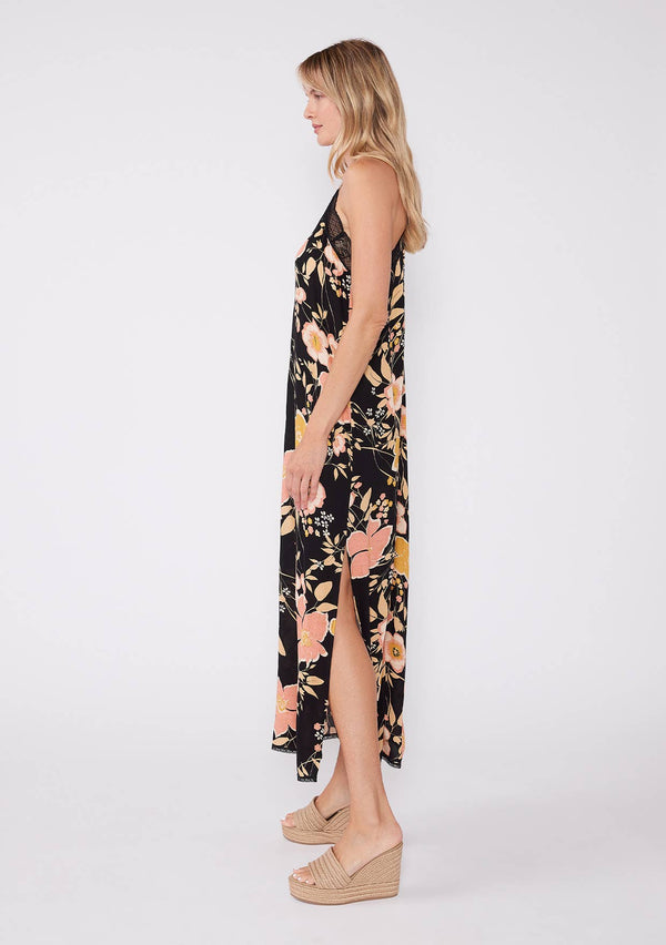 ワンピース Lace Trimmed Floral Dress Cassidy Floral Lace Trim Racerback Maxi Dress - Pilar Boutique