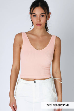 NIKIBIKI V Neck Ribbed Crop Top