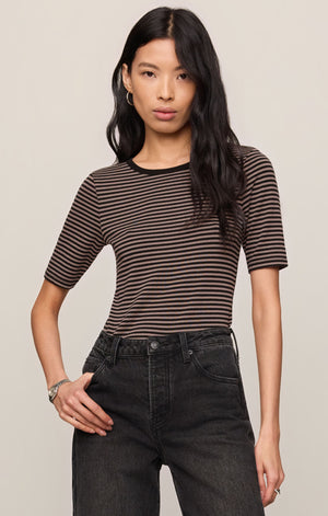 Z Supply Freida Striped Tee in Wild Mushroom 