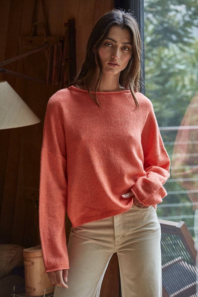 Clara Knit Rolled Pullover Sweater