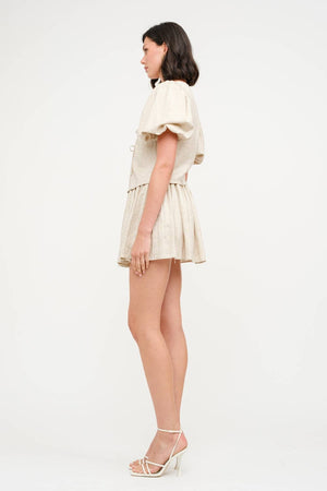 Aria Natural Tie-Front Linen Blouse