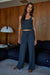 Knit Sweater Ribbed Straight Leg Pants