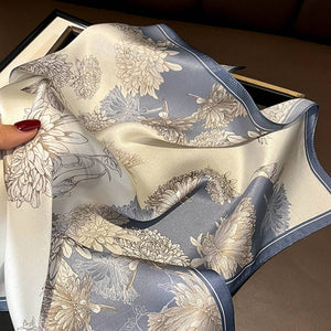 100% Mulberry Silk Square Scarf for Hair & Neck_CWASC0564