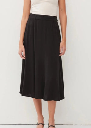 BELT LOOPS DETAILED WAIST FLOWY MIDI SKIRT