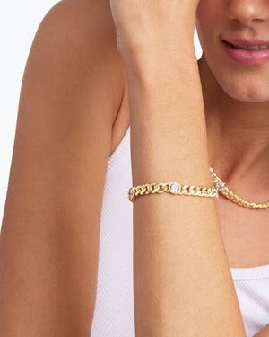 Julian Triple Diamond Cuban Chain Braclet in White Gold