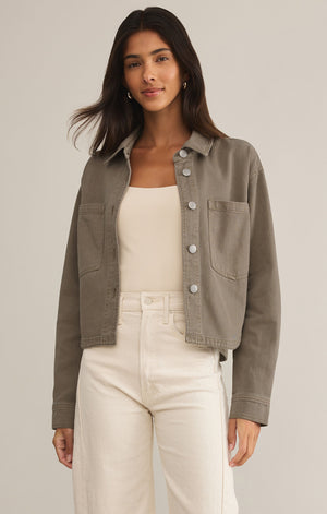 Z Supply All Day Cropped Denim Jacket in Pebble Moon