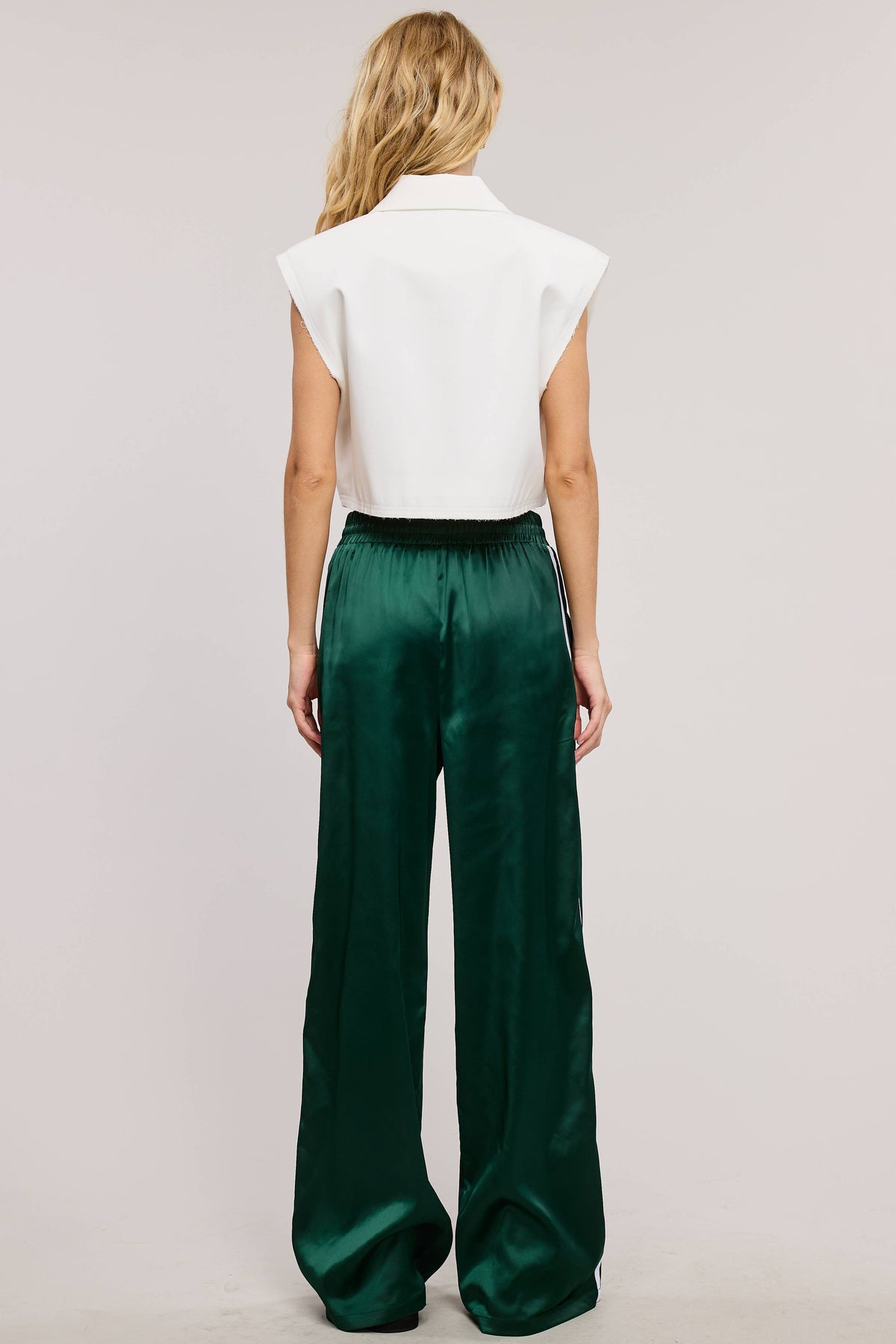 Aria Satin Track Pants with Side Stripes