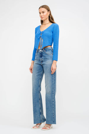 Chrissy Tie-Front Knit Blouse