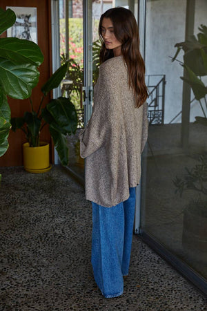 Kenzie Knit Folded Quarter Sleeve Open Front Cardigan