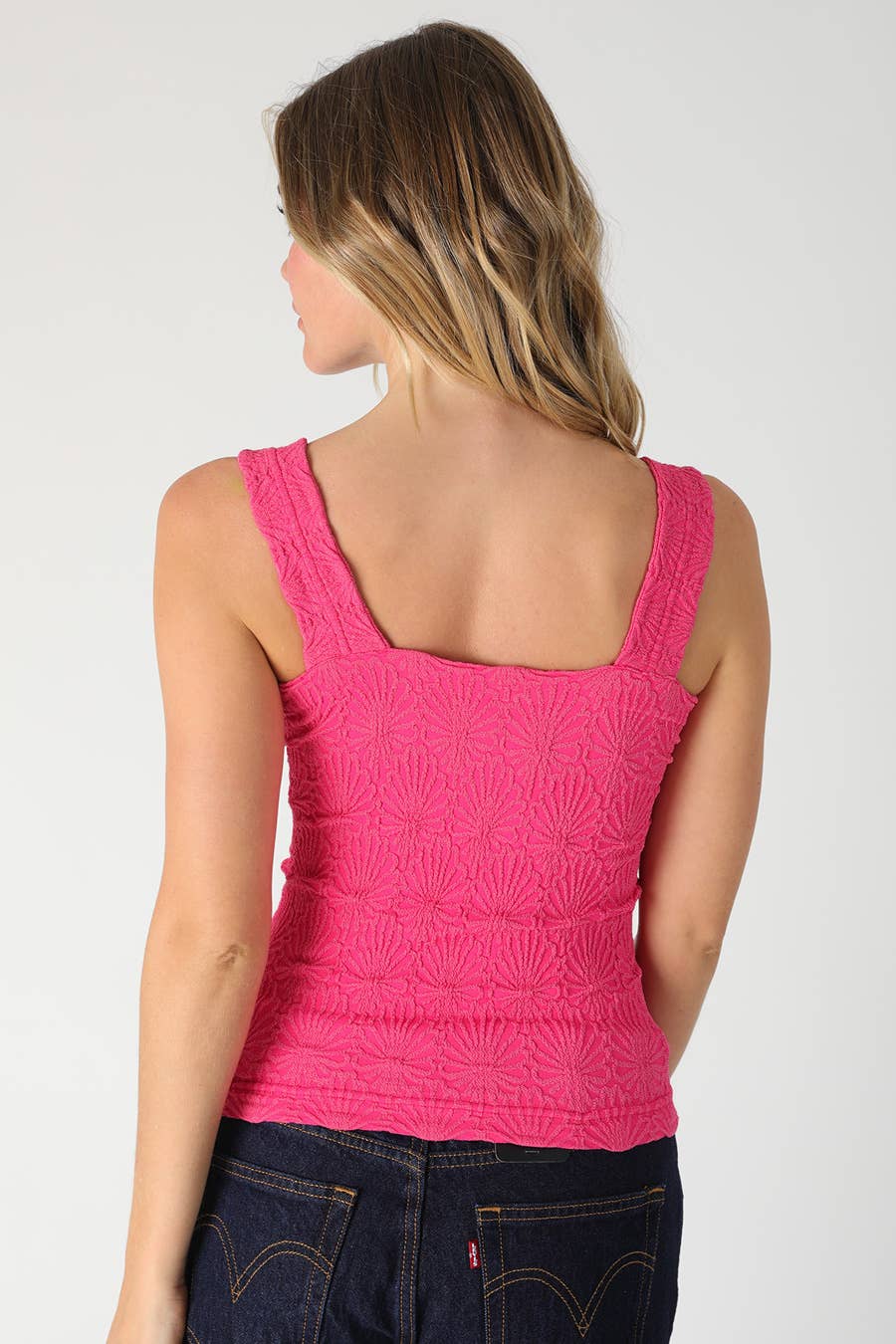 NIKIBIKI Lace Textured Square Tank Top