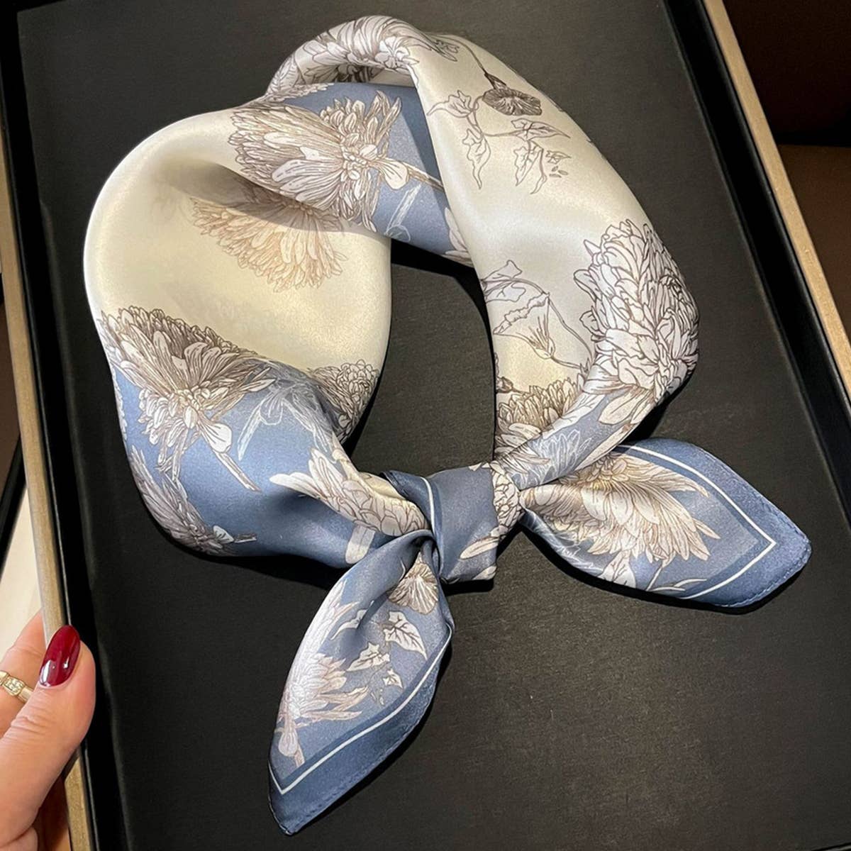 100% Mulberry Silk Square Scarf for Hair &amp; Neck_CWASC0564