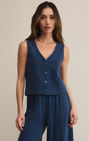 Z Supply Solace Jersey Denim Top