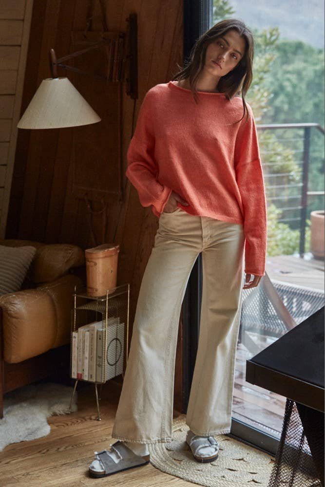 Clara Knit Rolled Pullover Sweater