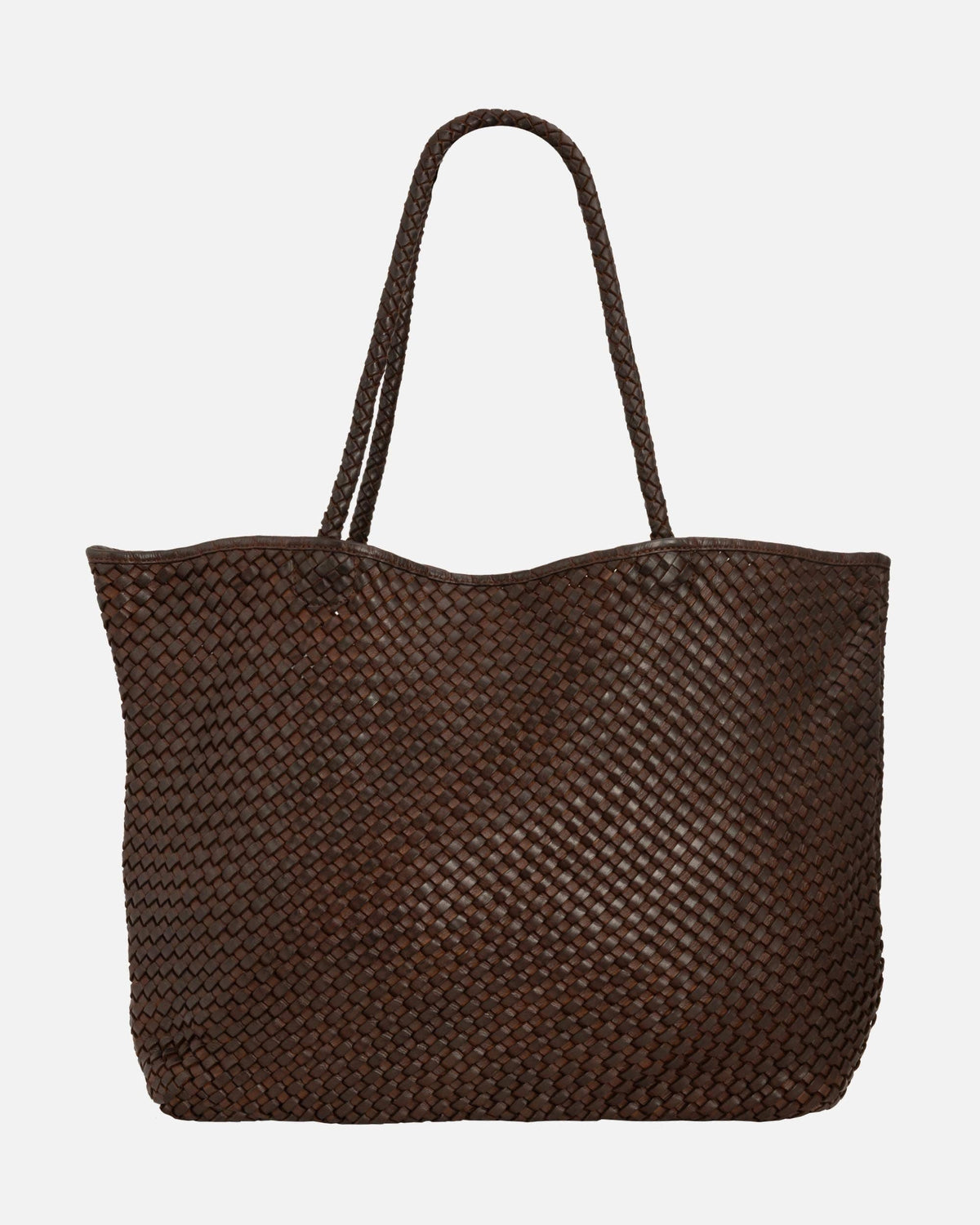 Taylor Woven Leather Tote Bag in Brown