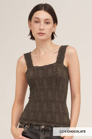 NIKIBIKI Lace Textured Square Tank Top