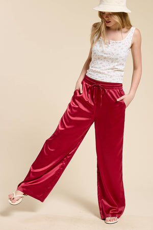 Aria Satin Track Pants with Side Stripes