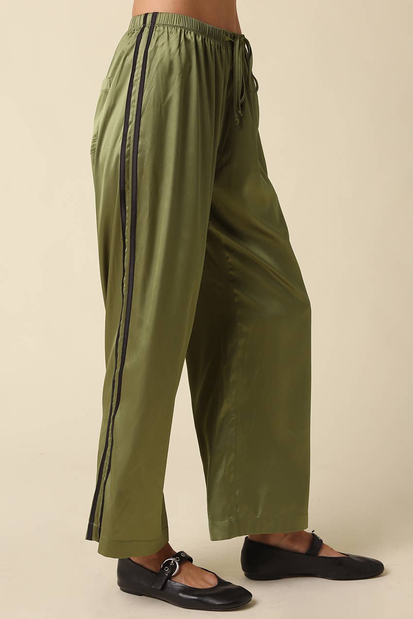 Maggie Side Stripe Pants in Olive
