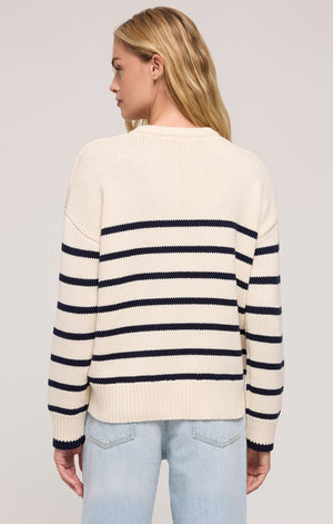 Z Supply Boyfriend Striped Sweater in Sea Salt