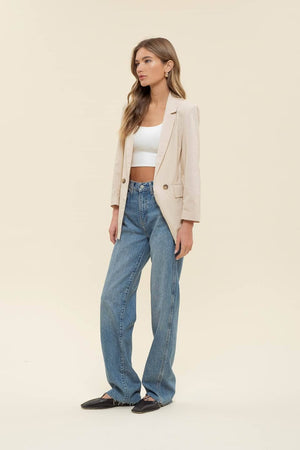 Notch Collar Longline Blazer in Natural