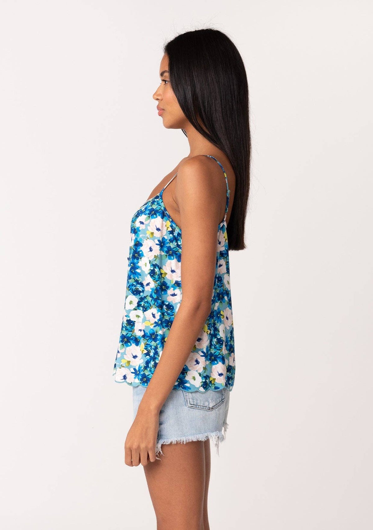 Daisy Vibrant Floral Button Down Cami Tank Top