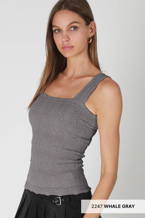 NIKIBIKI Lace Textured Square Tank Top