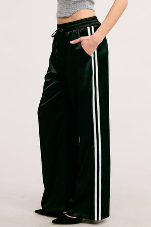 Aria Satin Track Pants with Side Stripes