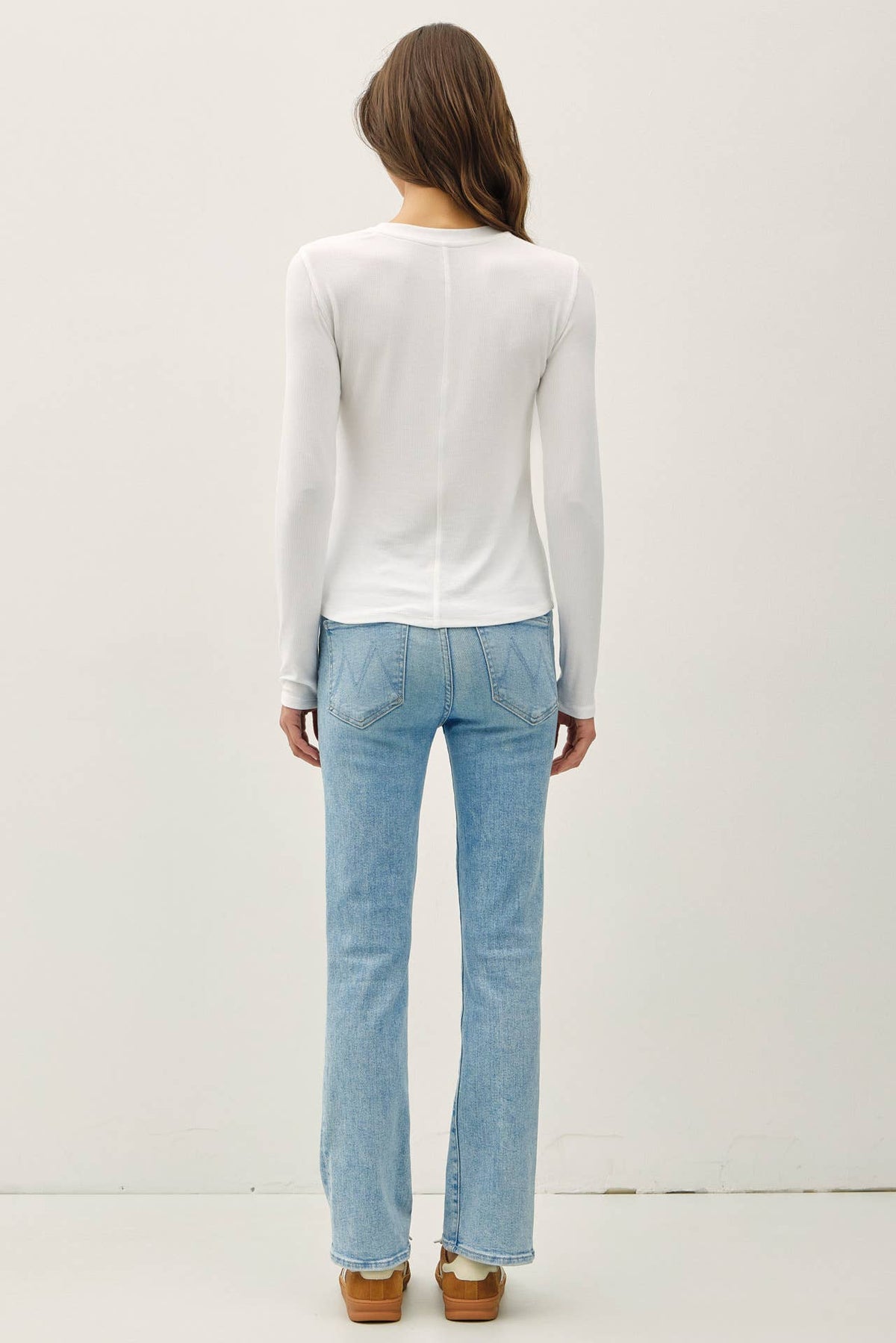 Ribbed Crewneck Long Sleeve Basic Top