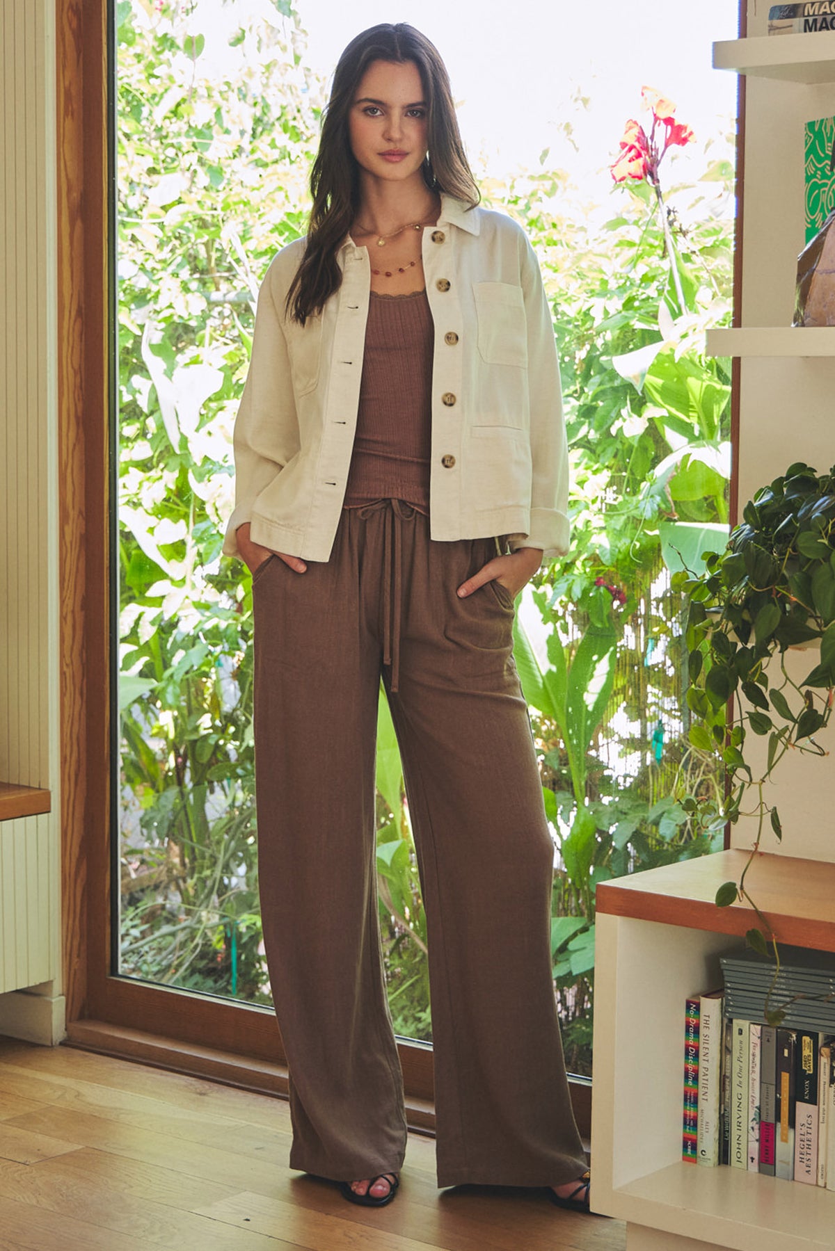 Linen Blend Wide Leg Pants - 2 Colors