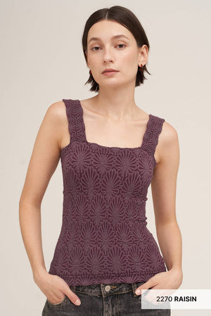 NIKIBIKI Lace Textured Square Tank Top