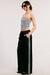 Aria Black Satin Track Pants with Side Stripes