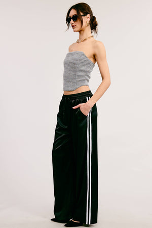 Aria Satin Track Pants with Side Stripes