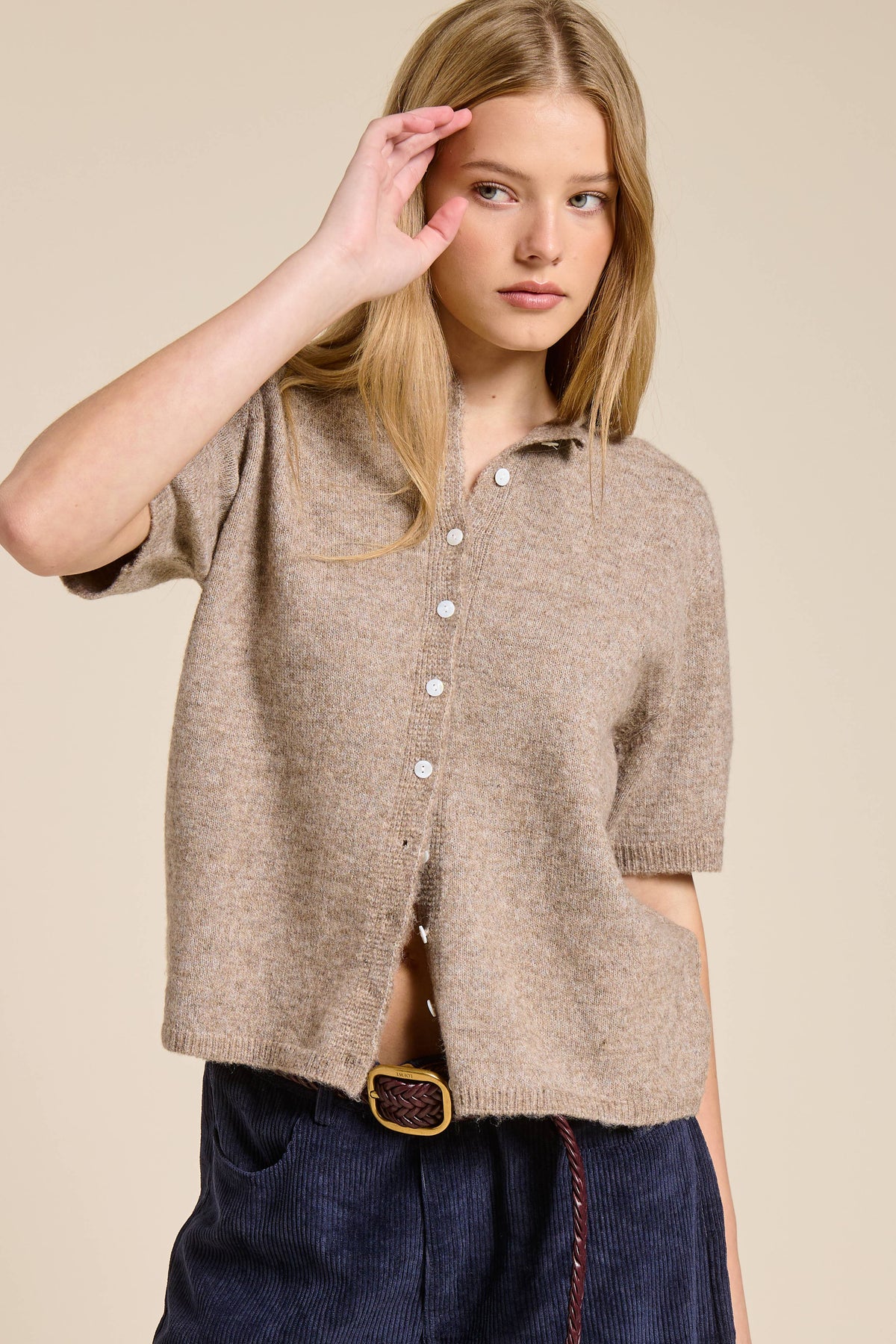 Short Sleeve Essential Button Down Cardigan Top