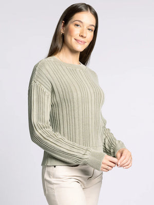 Lucille Sage Ribbed Sweater