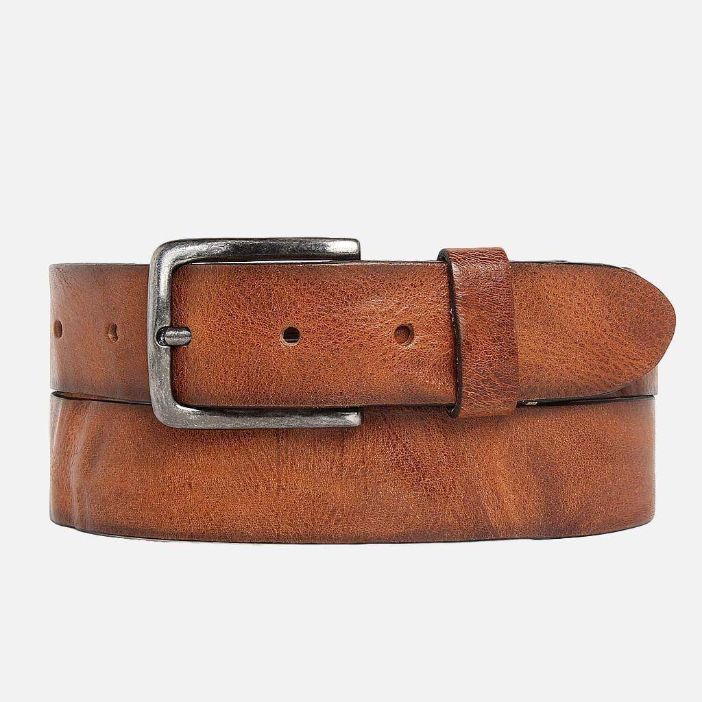 Dani Leather Belt with Silver Buckle in Cognac