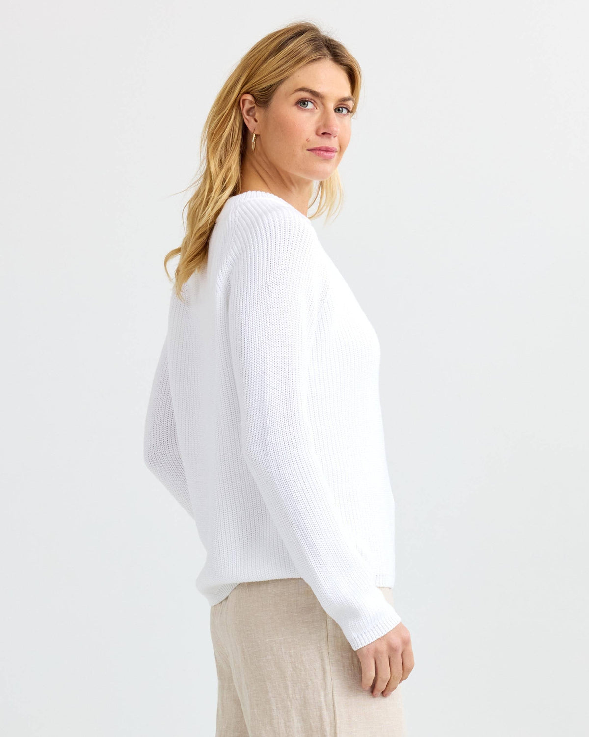 Cotton Fisherman Crew in Summer White
