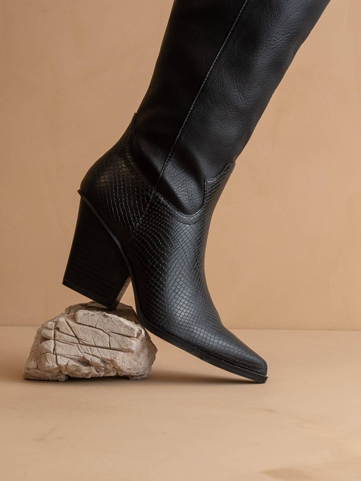 The Barcelona Black | Knee High Western Fall Boot