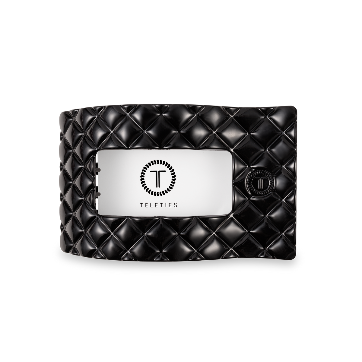 Flat Rectangle Hair Clip | Medium | Jet Black Quilted