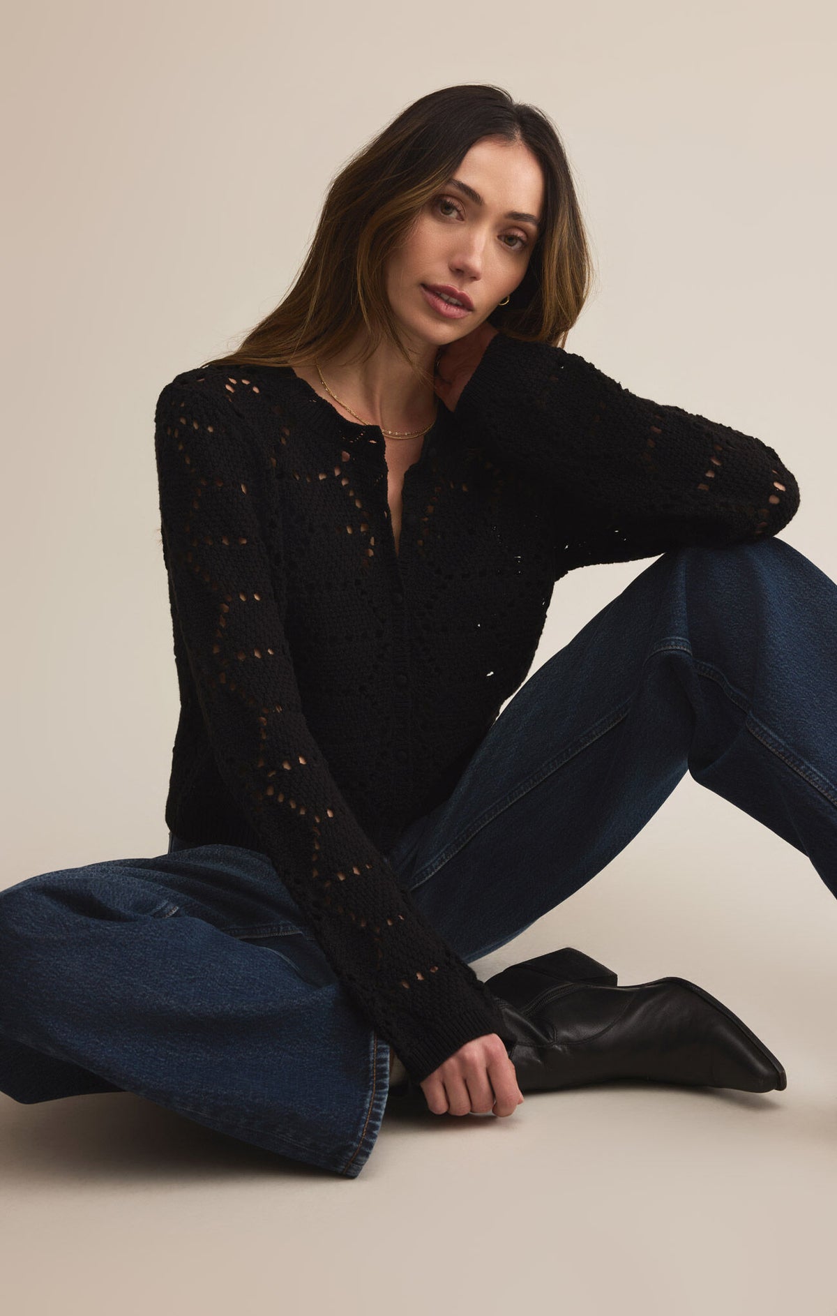 Z Supply Rosalyn Sweater Cardigan in Black